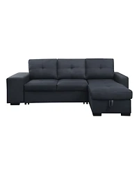 Homlux 97"W Dark Gray Linen Sleeper Sectional Sofa with Reversible Storage Chaise
