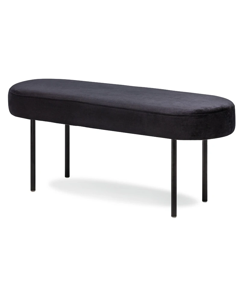Nordlys - Metal and Black Velvet Bench Modern Design Style Upholstery Entry