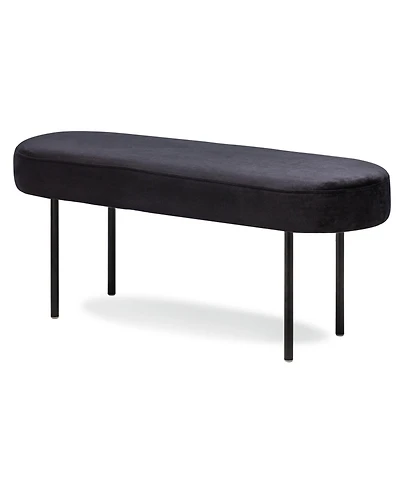 Nordlys - Metal and Black Velvet Bench Modern Design Style Upholstery Entry