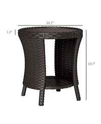 Outsunny 18" Wicker Table, 2-Tier Outdoor Side Mixed