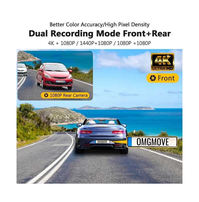 Z-edge Dual Dash Cam 2K Front + 1080P Rear, Gps & Wi Fi, 2.7″ Lcd, Night Vision, Wdr, G Sensor, Loop Recording, Parking Mode, Wide-Angle Lens,