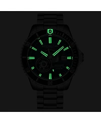 Stuhrling 1013 Men s Automatic Watch Swiss Movement Turquoise Dial Gunmetal Bezel Stainless Steel Bracelet 200M Water Resistant Diver Date Window