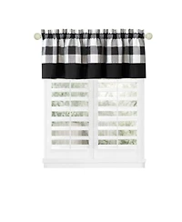 Kate Aurora Modern Country Farmhouse 3 Piece Buffalo Check Plaid Window Curtains & Valance Set