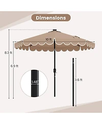 Gymax 10 Ft Solar Patio Umbrella Outdoor Market Sunshade w/ 24 Led Lights