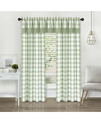 Kate Aurora Modern Country Farmhouse 3 Piece Buffalo Check Plaid Window Curtains & Valance Set