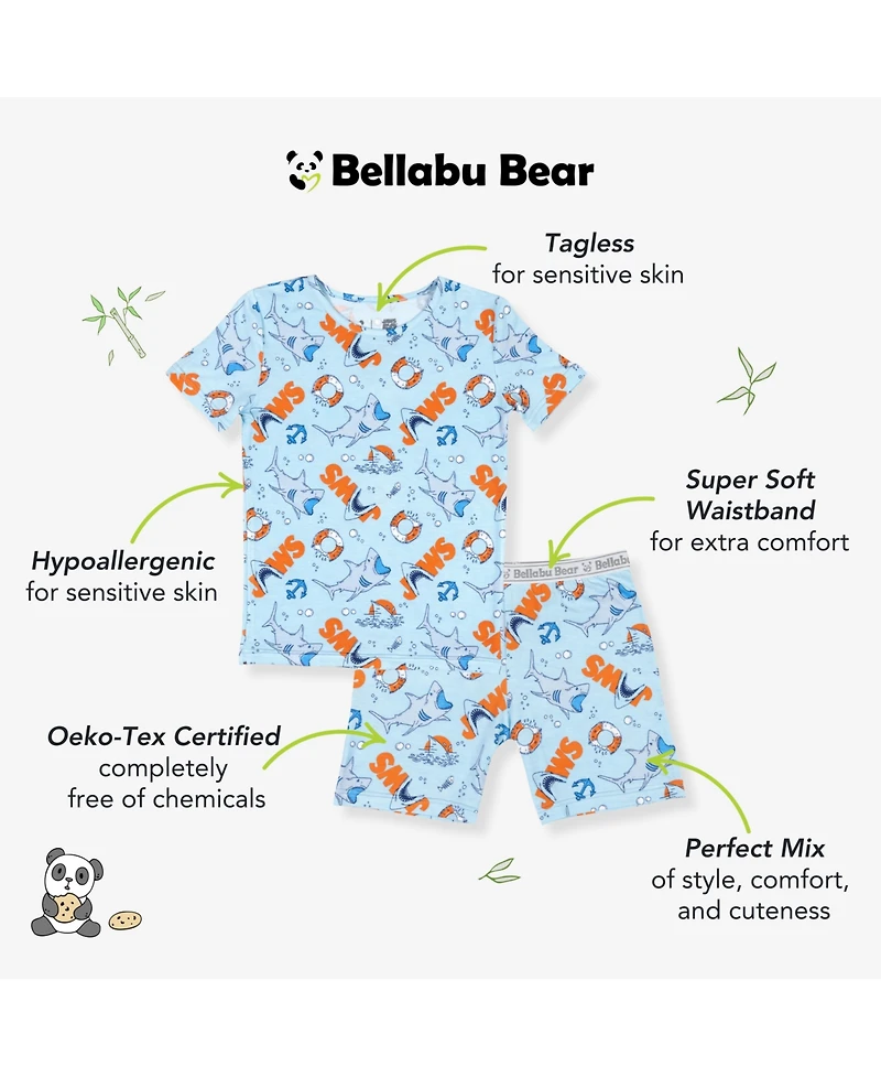 Bellabu Bear Kids Unisex Jaws 2-Piece Short Sleeve & Shorts Pajama Set