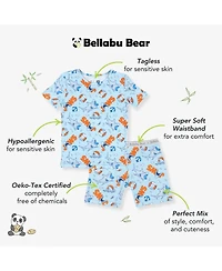 Bellabu Bear Kids Unisex Jaws 2-Piece Short Sleeve & Shorts Pajama Set