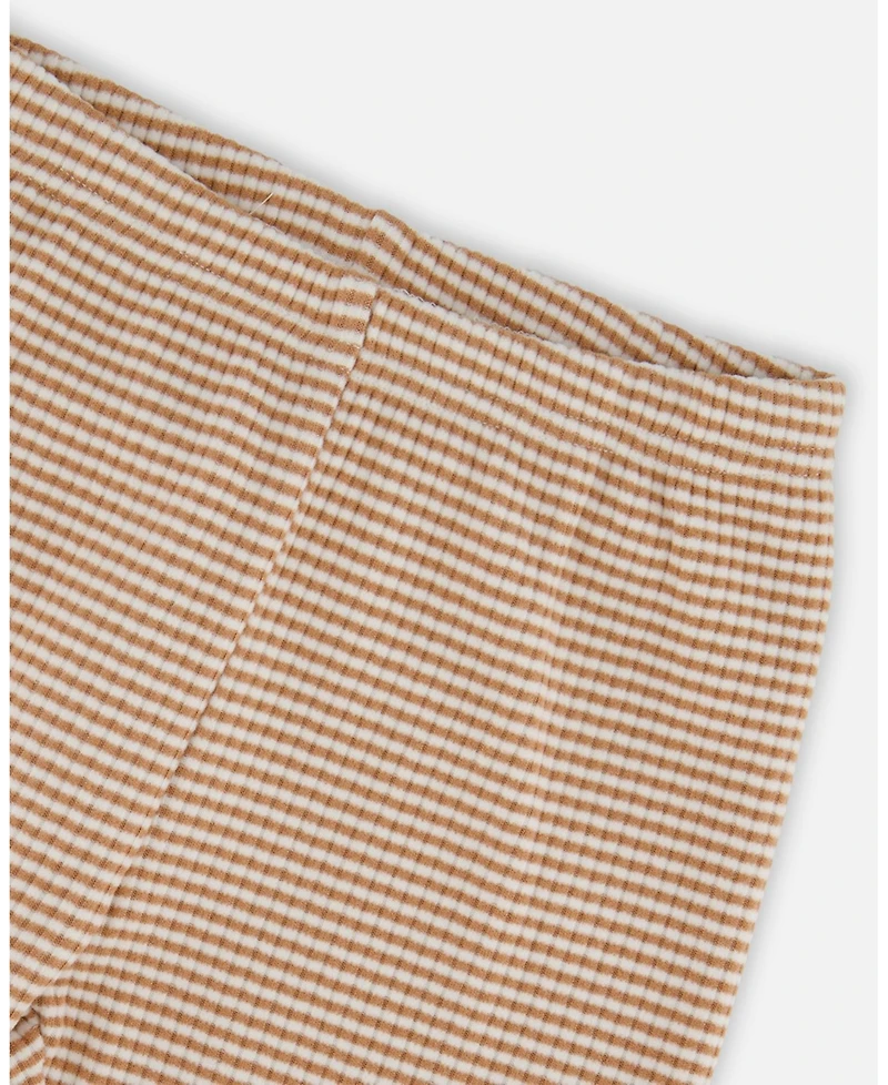 Deux par Deux Girl Rib Striped Leggings Beige and Off-White - Toddler|Child