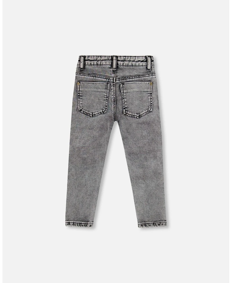 Deux par Boy French Terry Denim Pants with Contrasting Patch
