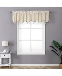 Kate Aurora Royal Living 2 Pack Beaded Tassel Trimmed Rod Pocket Velvet Window Valances