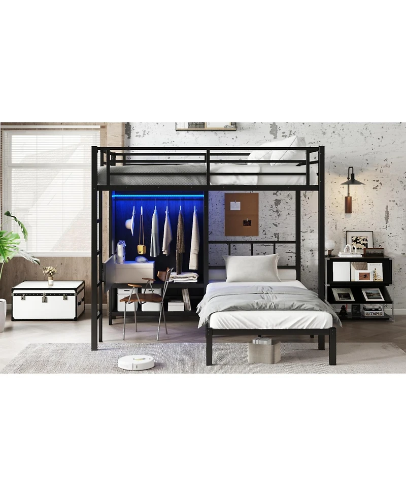 Streamdale Furniture Full Xl/Twin Bunk Bed with Desk & Closet - Black