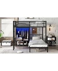 Streamdale Furniture Full Xl/Twin Bunk Bed with Desk & Closet - Black