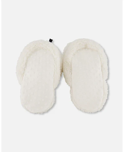 Deux par Baby Unisex Sherpa Slippers Off-White