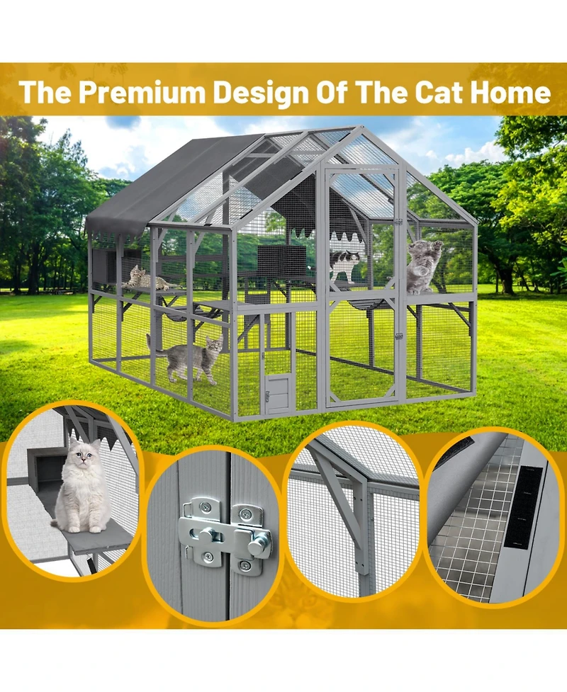 Streamdale Furniture Outdoor Cat House & Enclosure - Large Playpen with Waterproof Cover
