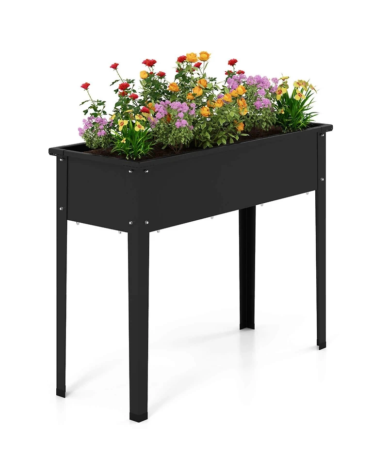 Raised Garden Bed Elevated Metal Planter Box with Legs Drainage Holes Gardening Box