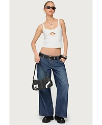 Edikted Women's Cory Striped Low Rise Jeans
