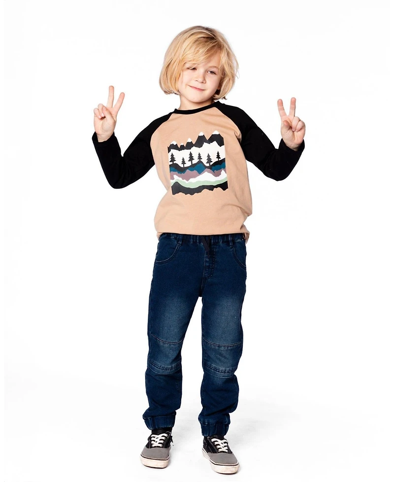 Deux par Boy Long Raglan Sleeve Jersey Tee Beige - Child