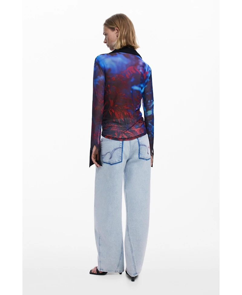 Desigual Women's Buttoned chiffon T-shirt