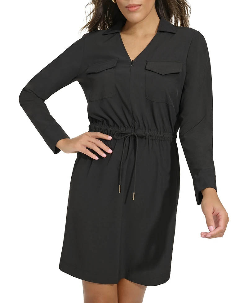 Calvin Klein Women's Collared Long-Sleeve Sheath Dress