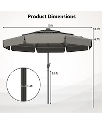 Gymax 10 Ft Solar Patio Umbrella w/ 32 Led Lights 3-Tier Vented Top & Tilt Adjustment