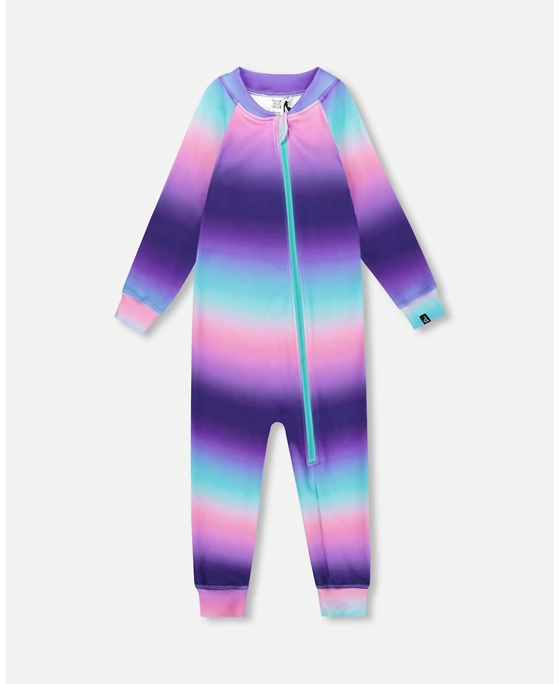 Deux par Baby Girls One-Piece Thermal Underwear Purple Gradient