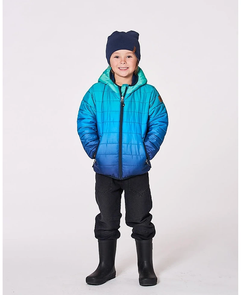 Deux par Baby Boy Quilted Mid-Season Jacket Green and Blue Gradient