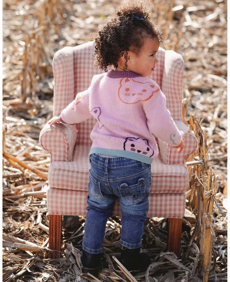 Deux par Baby Girls Jeans Blue Denim with Embroideries