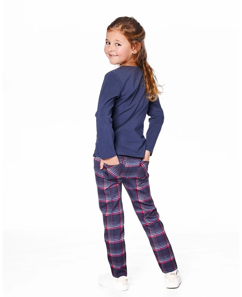 Deux par Girl Milano Treggings Red and Navy Plaid - Toddler|Child