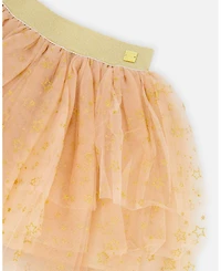 Deux par Girl Multi Layer Glittering Mesh Skirt Beige