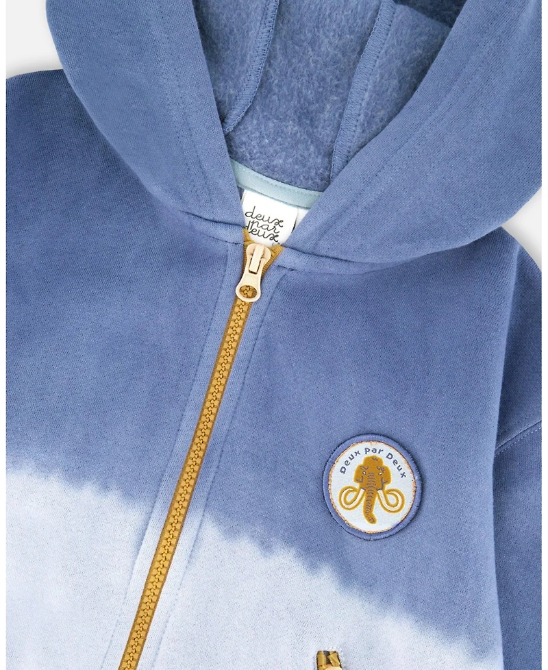 Deux par Baby Boy Full Zip Hooded Fleece Jacket Blue