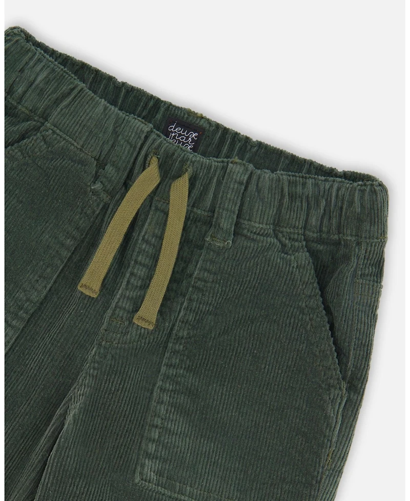Deux par Boy Stretch Corduroy Jogger Pants Forest Green