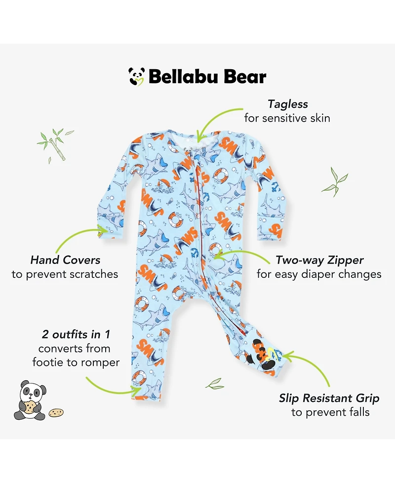 Bellabu Bear Baby Boys or Girls Jaws Convertible Footie