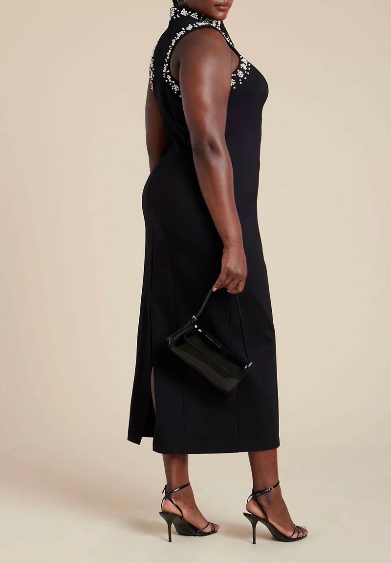 Eloquii Women's Plus Embellished Sleeveless Knit Dress