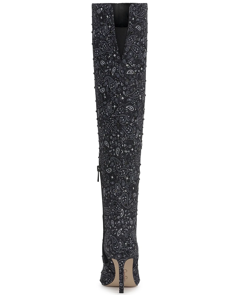 Jessica Simpson Women's Earon Bandana Over-The-Knee Stiletto Dress Boots