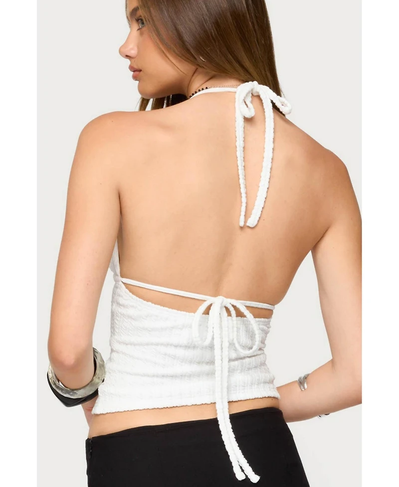 Edikted Women's Powell Textured Cut Out Halter Top