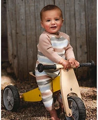 Deux par Baby Boy Knitted Romper Blue and Green Stripes