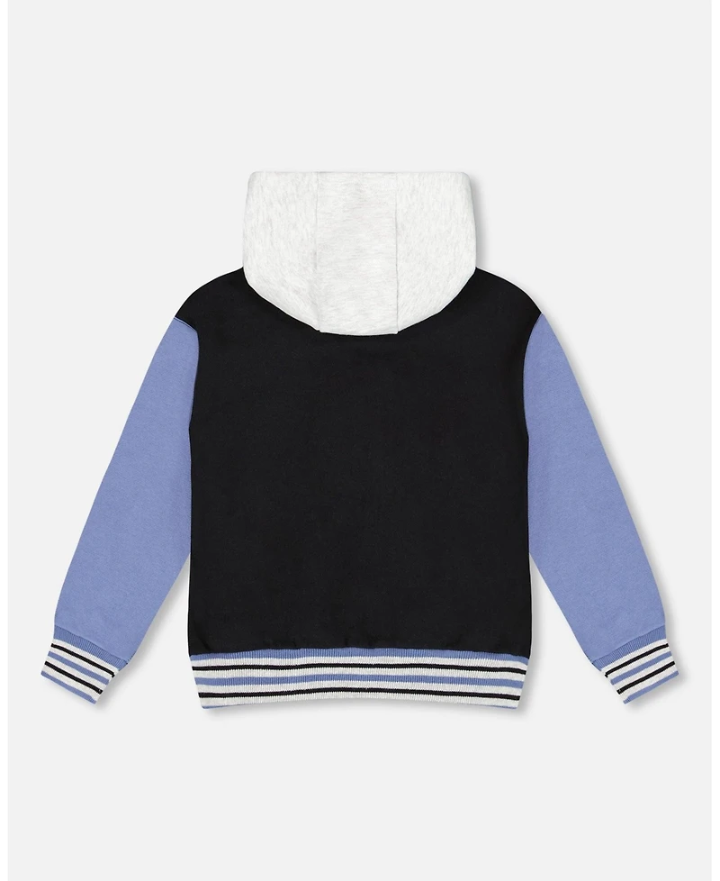 Deux par Boy Full Zip Hooded Fleece Jacket Black - Child