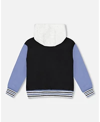Deux par Boy Full Zip Hooded Fleece Jacket Black - Child