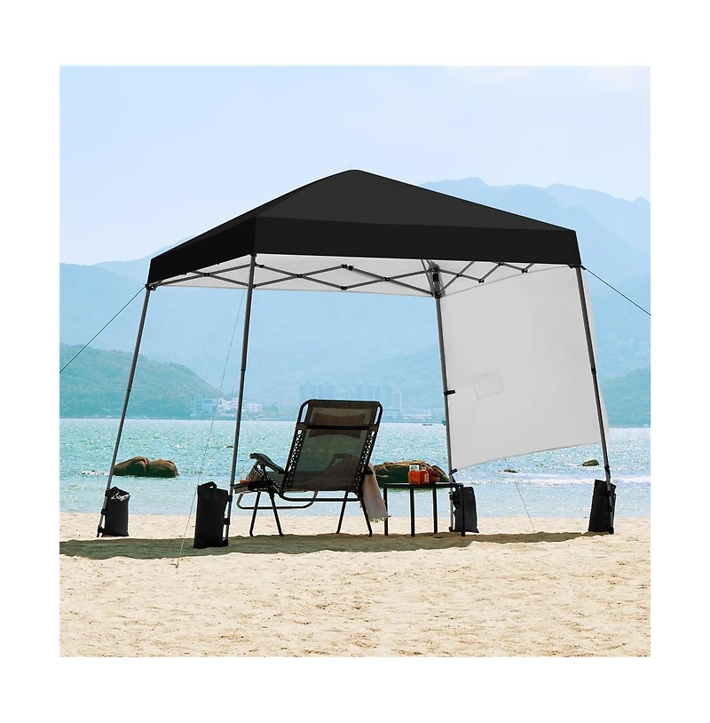 Yaheetech One-person Set Up Pop-up Canopy Tent w/ Side Panel, Slant Leg Instant Storage Bag & 4 Sandbags 8 Ground Stakes, Red