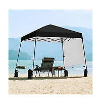 Yaheetech One-person Set Up Pop-up Canopy Tent w/ Side Panel, Slant Leg Instant Storage Bag & 4 Sandbags 8 Ground Stakes, Red