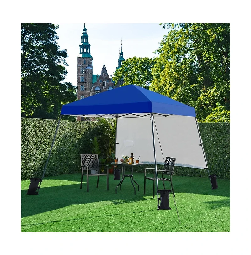 Yaheetech One-person Set Up Pop-up Canopy Tent w/ Side Panel, Slant Leg Instant Storage Bag & 4 Sandbags 8 Ground Stakes, Red