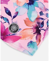 Deux par Girl Brushed Jersey Balaclava Pink Watercolor Flower Print - Toddler|Child