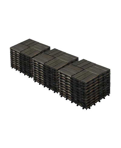 Streamdale Furniture Acacia Wood Deck Tiles Checker Pattern 30 Pcs