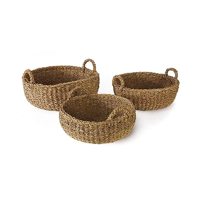 Napa Home & Garden Seagrass Shallow Baskets With Handles Set of 3