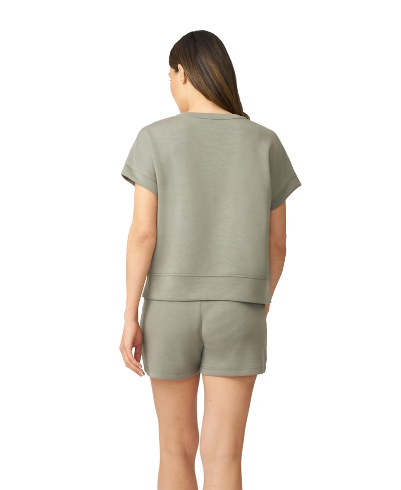 Cable & Gauge Women's V-Neck Top High Waisted Short Matching Set