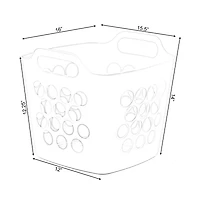 Basicwise Flexible Plastic Carry Laundry Basket Holder Square Storage Hamper with Side Handles