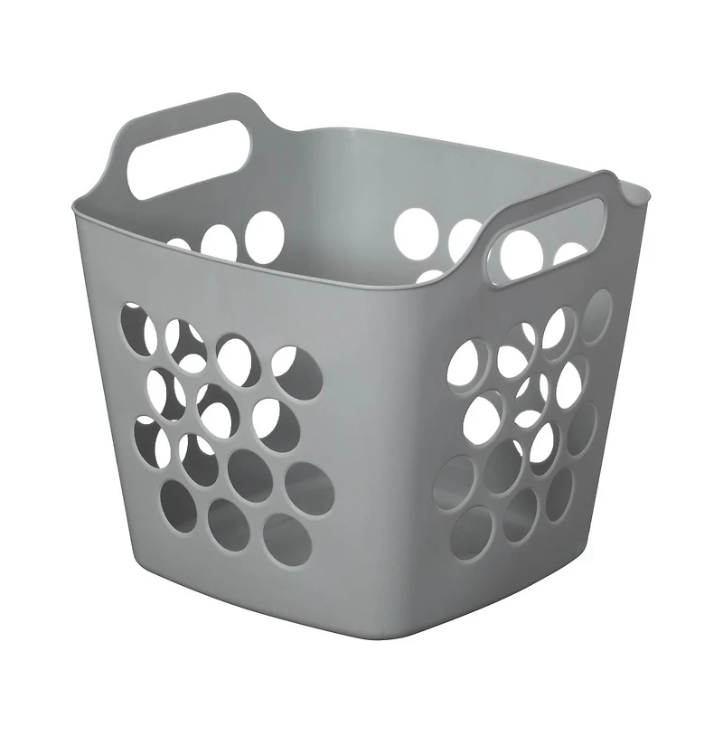 Basicwise Flexible Plastic Carry Laundry Basket Holder Square Storage Hamper with Side Handles