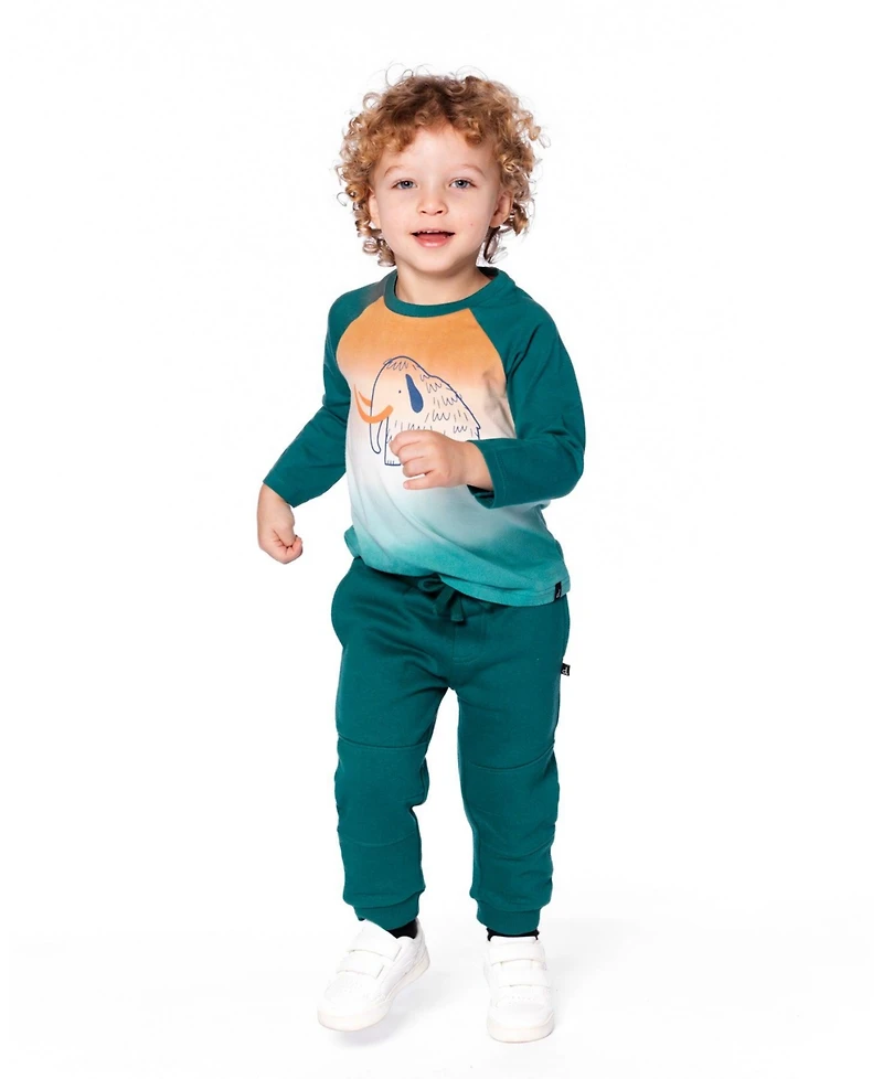 Deux par Toddler Boys Fleece Sweatpants with Articulated Knees Forest Green - Toddler|Child