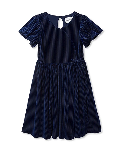Lands' End Girls Bubble Short Sleeve Velour Dress