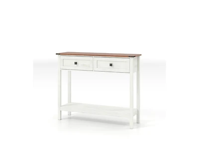Kitchen Cabinet Console Table with 2 Drawer and Bottom Storage Shelf